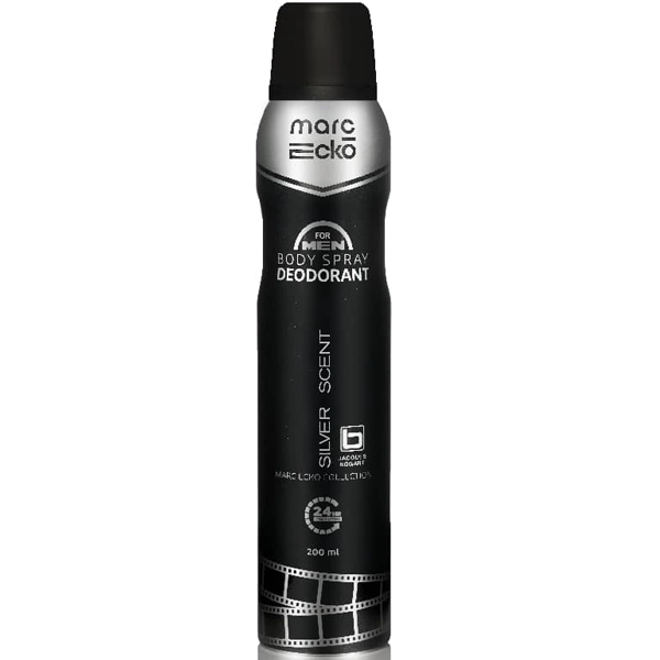 اسپری خوشبو کننده بدن سیلورسنت مردانه مارک اکو دئودورانت 24 ساعته 200 میل | marc ecko Body Spray Deodorant Silver Scent for men 200ml